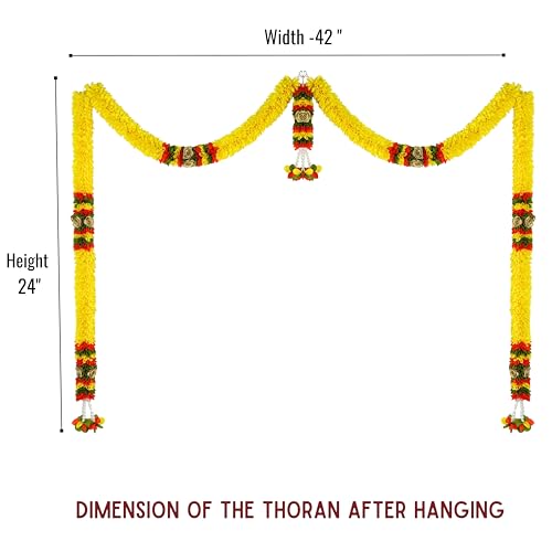 Image of Amazon Brand Umi - Toran for Main Door Entrance, Bandarwal for Festival, Pooja Mandir & Wedding, Handmade Traditional Flower Hanging for Home & Office Decor (42 inches 24 inches) Yellow