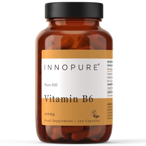 INNOPURE Vitamin B6 Capsules 100mg (No Fillers or Binders) Pure-Fill High Strength Vitamin B6 Supplement 1 Daily Capsule (Not Tablets) 120 Capsules