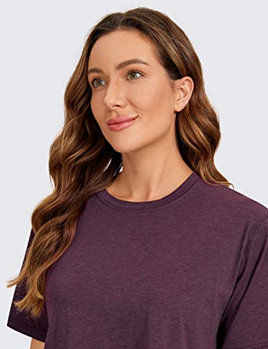 Image of CRZ YOGA Pima Cotton High Neck Crop T-Shirt | Workout, Naturally Soft, Loose Fit, Short Sleeve Tops for Women
