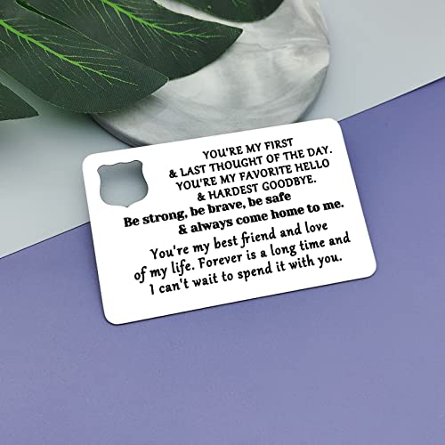 Father's Day Gift Police Officer Gifts Metal Wallet Insert Card Policeman Gift Cop Gift for Husband from Wife Sheriff Gift Police Graduation Gift Engraved Wallet Insert Card Christmas Birthday Gift2