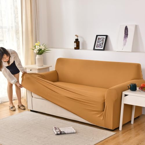 Funda de sofá de 4 plazas ajustable y lavable en color morado para salón 3
