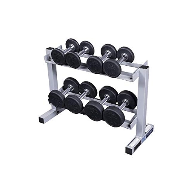 Body-Solid (PDR282X) 2-Tier Dumbbell Rack - Heavy-Duty 30inch Wide Weight Stand, Home Gym Storage Solution Holds 1 pair each of 5-30 lb. Dumbbells