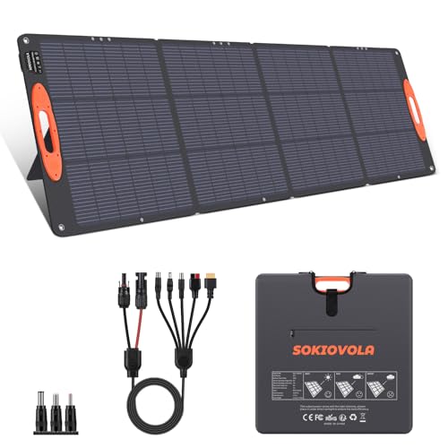 Image of SOKIOVOLA N-Type 16BB 200W Portable Solar Panel for EF/Jackery/Bluetti/Anker Power Station 20V Foldable Solar Panel 25% High Efficiency IP68 Waterproof for Outdoor Trip RV Camping Blackout Off Grid