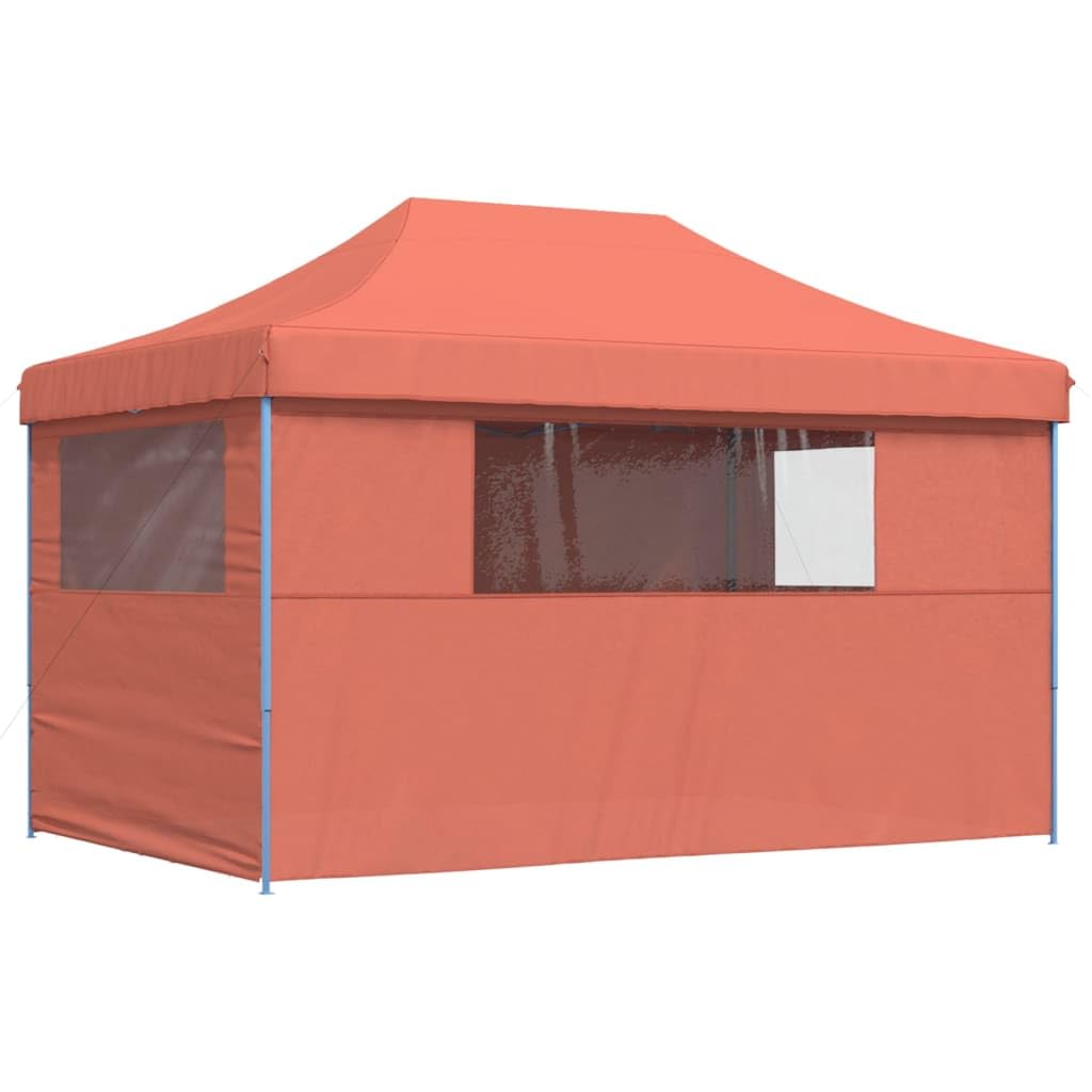 Carpa plegable con 4 paneles laterales de terracota para eventos al aire libre, cenador con marco de acero y ventanas