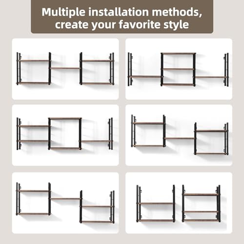 Image of DIY Floating Wall Shelves for Living Room Wall Mounted, Kitchen, Bathroom accsessories & Kidsroom | Wooden & White Shelf for Home Office Books, Plants - Golden Frame