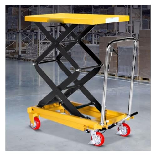 Podnośnik nożycowy, hydrauliczny wózek podnoszący, podwójna platforma nożycowa o nośności 150 kg, regulowana wysokość 0,7-1,5 m, przenośny, do magazynu i użytku domowego