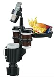 ITPY 5-in-1 Car Cup Holder with Removable Food Tray, 360° Rotation, Three Cup Holders, Width Adjusta