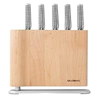 Global UKU 6-Piece Maple Japanese Knife Block Set, Made in Japan