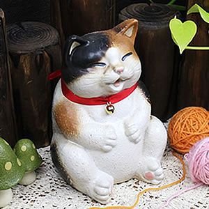 Amazon.co.jp: 信楽焼 猫 満腹ねこ【ok-0025】 陶器 しがらき焼