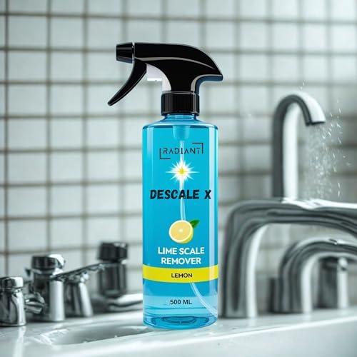 Image of Radiant 500ml Tap Cleaner and Limescale for Bathroom | Hard Water Stain Remover and Shower Head Cleaner | Taps Cleaning Liquid Spray (Pack of 2 (500ml))