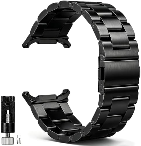 Kompatibel SAMSUNG Galaxy Watch Ultra 2/1 47mm Armband, Galaxy Watch Ultra Armbands Metall Frauen Männer,Metallarmband Edelstahl Schwarz