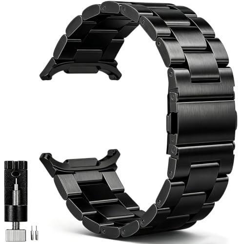 Kompatibel SAMSUNG Galaxy Watch Ultra 47mm Armband 2025/2024 Galaxy Watch 8 7 Ultra Armband Metall Frauen Männer Metallarmband Edelstahl Schwarz