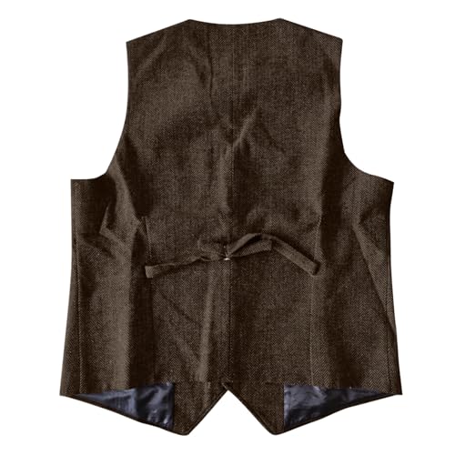 Mens Vintage Wool Suit Vest Button V Neck Herringbone Waistcoat 5 Real Pockets Tweed Waistcoat for Groomsmen Wedding2