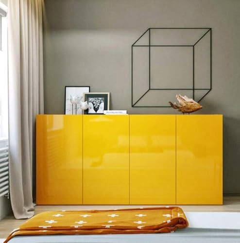 Image of ONETON Glossy Yellow Contact Paper Decorative Self Adhesive Counter Top Peel and Stick Wallpaper for Kitchen Cabinets Shelf Drawer Liner Desk Dresser (Yellow Glossy WP, 24x150 inch)