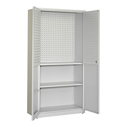 Preisvergleich Produktbild STIER Werkstattschrank SLK 1940x1000x450mm lichtgrau, Werkzeugschrank, Blechschrank, Schubladenschrank, Metallschrank