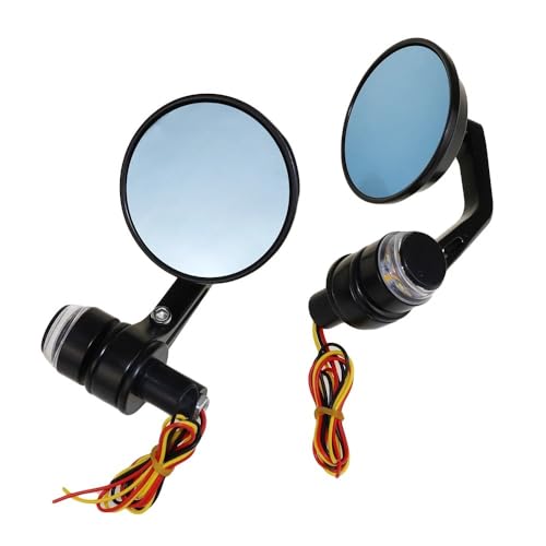 Rétroviseurs de guidon 22mm ronds en aluminium avec clignotants pour moto