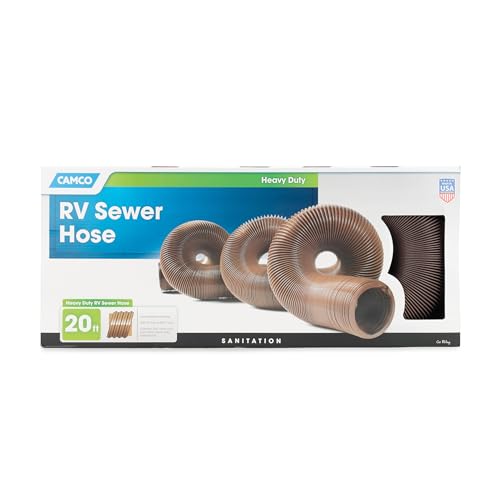Image of Camco 20-Foot Camper /RV Sewer Hose | Crafted of 15 mils HTS Vinyl & Compresses to 32-Inches for RV Storage and Organization | Great for Seasonal Camping, RVing, and Boating (39631)
