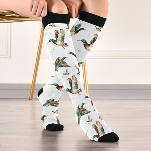 Image of Pigsaly Womens Compression Socks Yellow Stars Funny Brown Capybara Knee High Socks Athletic Tube Sock Outdoor Sport Socks