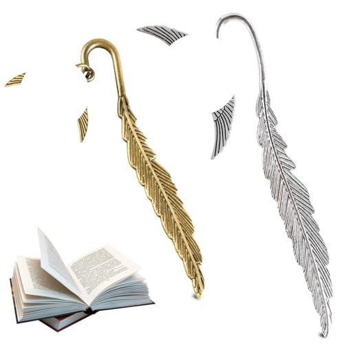 2PCS Wizard Feder Lesezeichen Metall Goldener Schnatz Lesezeichen Perfektes Geschenk für Leseratten Frauen Mädchen und Kinder