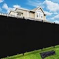 UPGRADE Privacy Fence Screen Customized 170 GSM 4'X50'Outdoor Commercial 90% Visual Blockage Mesh Panels Shade Cover for Chain Link,Deck,Balcony,Backyard,Patio with Zip Ties,Black,A494
