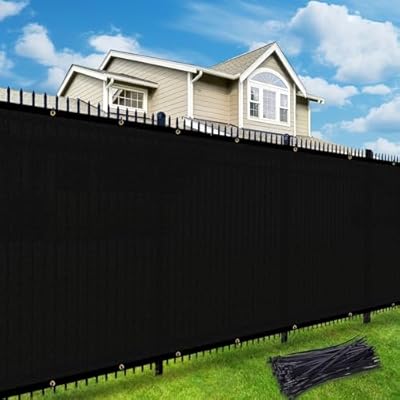 UPGRADE Privacy Fence Screen Customized 170 GSM 4'X50'Outdoor Commercial 90% Visual Blockage Mesh Panels Shade Cover for Chain Link,Deck,Balcony,Backyard,Patio with Zip Ties,Black,A494