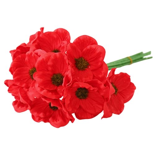 Coquelicots artificiels réels avec bouquet de 10 fleurs réutilisables au rendu naturel
