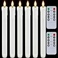 Homemory Real Wax LED Flameless Taper Candles with Timer, 9.6 Inches White Drip Candles for Fireplace, Christmas, Halloween