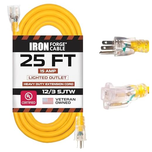 Lighted Outdoor Extension Cord, 25 Feet
