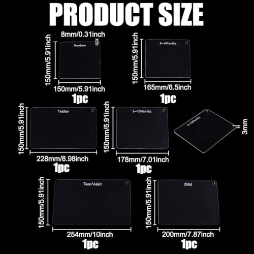 FINGERINSPIRE 6 Stück Schleifenbretter 6 Größen Acryl Werkzeuge Zur Herstellung von Stirnbändern Durchsichtige Rechteckige Und Quadratische Schleifenmacher Vorlagen Größenleitfaden Messbrett Für DIY