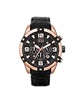 10 ATM/100 Meter Cerruti 1881 Herren-Armbanduhr, Leder, Schwarz