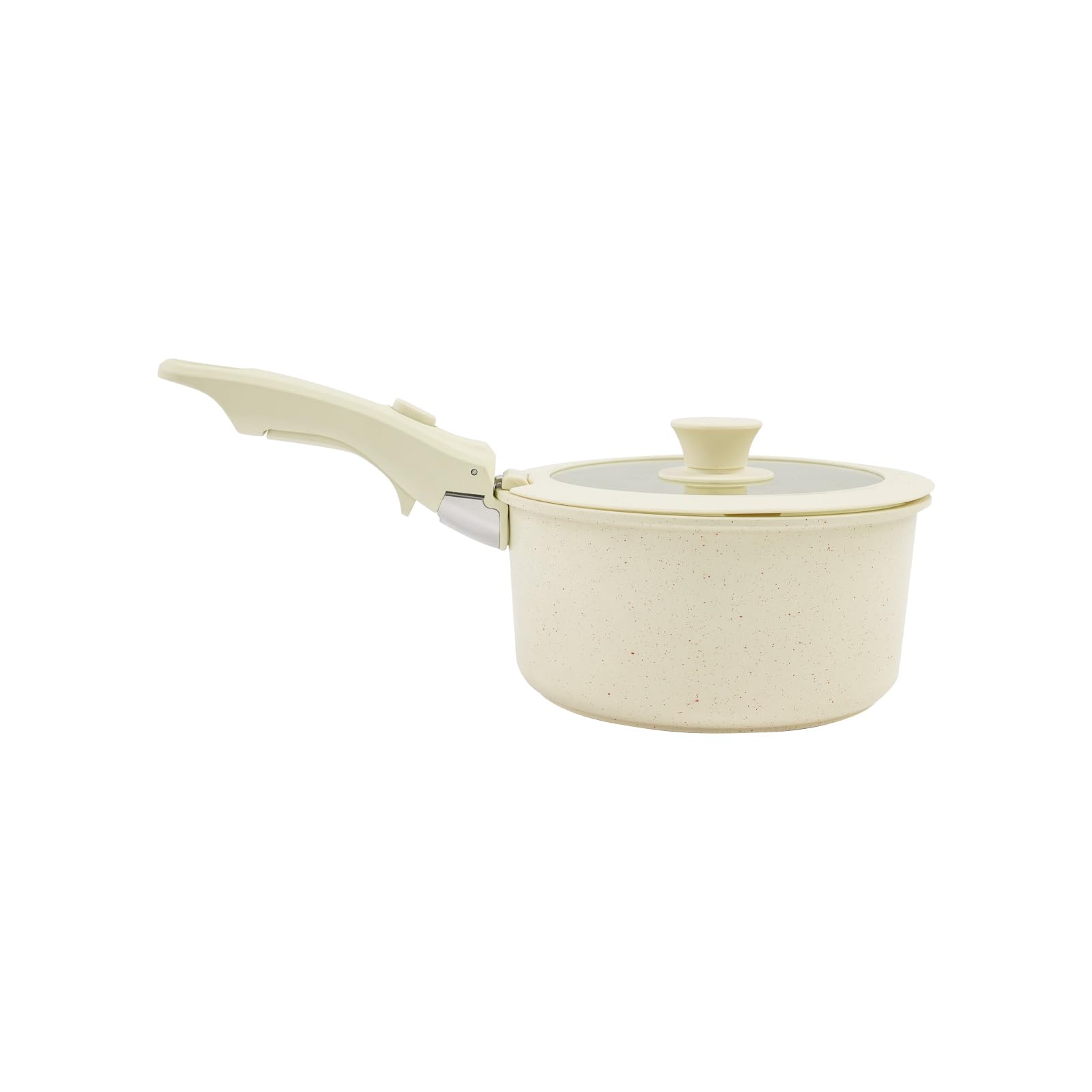 15-Teilig Kochgeschirr-Set,Antihaft Pfanneset Vielseitiges Topf＆Pfannensets mit Abnehmbarem Griff Tragbar Töpfe und Pfannen Kochtopf Set für Küche (Beige)