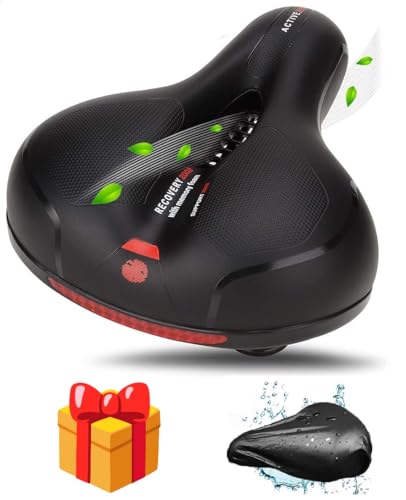 Sella per bicicletta confortevole, sella per mountain bike, uomo donna antiprostatico, ergonomico con gel e imbottitura traspirante riflettente, sedile per bicicletta statica elettrica spinning e