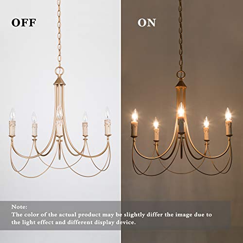 Classy Leaves Gold French Country Chandeliers For Dining Rooms, 5-Light Modern Pendant Light Fixtures With Elegant Arms For Bedroom, Living Room, D 23.5" X H 22" #TOP6