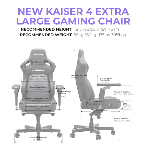 Image of Anda Seat Kaiser 4 XL Gaming Chairs for Adults - Ergonomic Pink PVC Leather Gaming Chair with 6D Armrest, Comfortable Office Seat with Lumbar Support, Heavy Duty Wide Gamer Seat