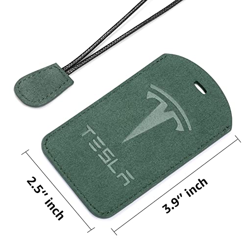 Phimiita Car Key Fob Cover With Keychain Key Fob Case Compatiable With, Tesla Model 3, Model Y, Model X, Model S, Genuine Leather Anti-Dust Keychains Accessories For Men And Women,Green #TOP4