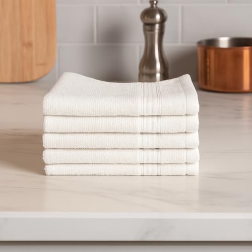 Image of Face Towel Pack of 6 - Ultra Soft 600 GSM Terry Cotton, Highly Absorbent & Odour-Free, 30x30 cm - White
