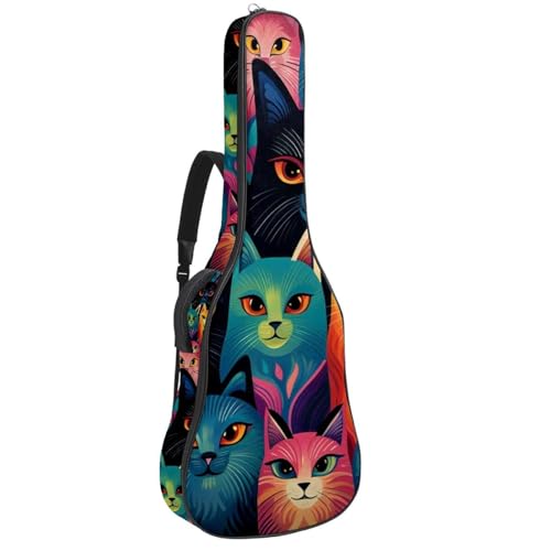 Sac pour guitare étanche et anti-choc à imprimé artistique multicolore et multi-poches