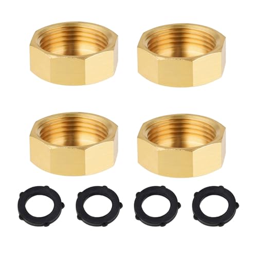 Image of Pack of 4 Brass Blanking Caps - Durable 15mm Stop End for Washing Machine, Radiator, and Faucets, Hex Radiator Valve Caps for Secure Sealing, Ideal for Plumbing and DIY Projects