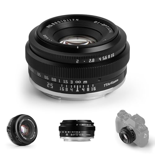 TTArtisan 25mm F2 XF-Mount APS-C Pancake Lens Wide-Angle MF Large Aperture Mirrorless Lenses for Fujifilm (X-T30 X100VI X-M5 X-E5 X-T5) for Daily Photography