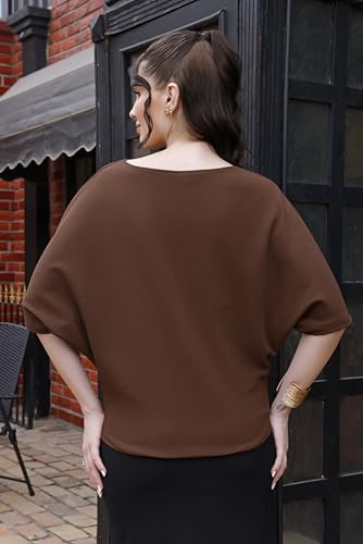 Image of Zilcon Womens Half Ballon Sleeve t-Shirt Tops Boat Neck Loose Fit Casual Workout T-Shirts
