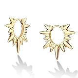 LOYATA Spike Earrings Gold Huggie Hoop Sleeper 14K Gold Plated Dainty Small Simple Hypoallergenic Geometric Jewelry Gift for Women