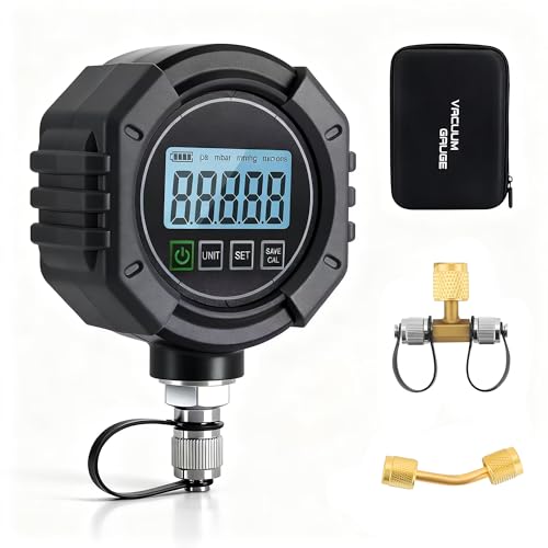 Image of Lichamp Digital Vacuum Gauge 0-75000 Microns, HVAC Micron Tester, 3-Way