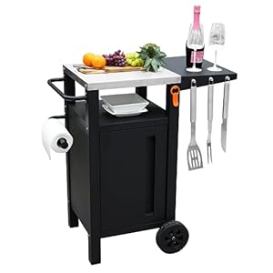Grill Cart Outdoor with Storage, Modular BBQ Cart, Bar Patio Kitchen Island Prep Stand Cabinet