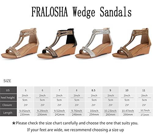 Fralosha Wedge Sandals For Women Open Toe Casual Summer Roman High Heel Breathable Beach Sandals Gold 9 #TOP3
