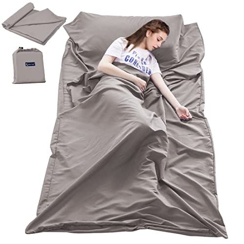 Sleeping Bag Liner Travel And Camping Sheet Lightweight Compact Sleep Bag Sack Picnic (82.7 X 63 Inch, Khaki Grey) #TOP6