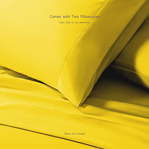 Basic Choice Brushed Microfiber Bed Sheet Set, Yellow, Queen, 4 Pieces #TOP3