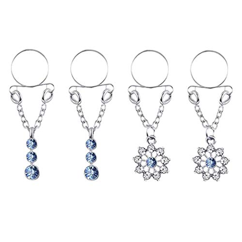 ARTIBETTER 2 Pares Anéis de Mamilo Sexy Piercing Mamilos Piercing Anéis de Mamilo Cristal Strass Joi