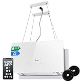 Campana Extractora 60 cm | Campana Isla | acero inoxidable | vidrio bianco | Funcionamiento táctil | CUBE60W