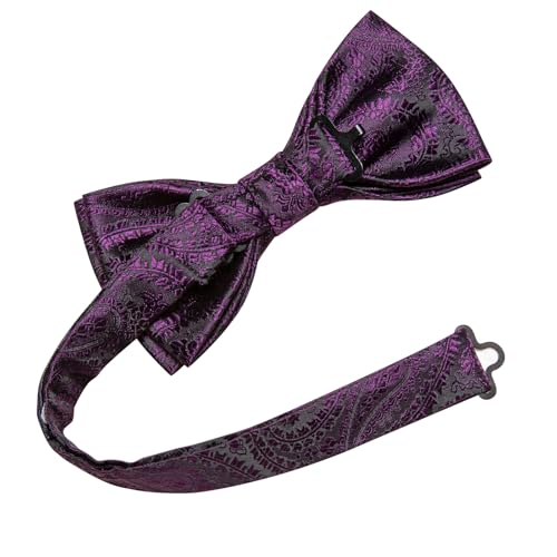 Image of Hi-Tie Bow Ties for Men Pre-Tied Pocket Square with Cufflinks Mens Bowtie Sets for Wedding Formal Party