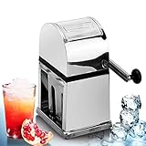 Manueller Eiswürfelzerkleinerer für Cocktails in Chrom für Zuhause, Bar und Küche, mit Eiswürfelschale und Schaufel, Eismühle, Eiszerkleinerer, stilvolles verspiegeltes Finish, per